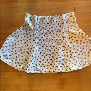 Topshop White and Black Floral Skater Skirt